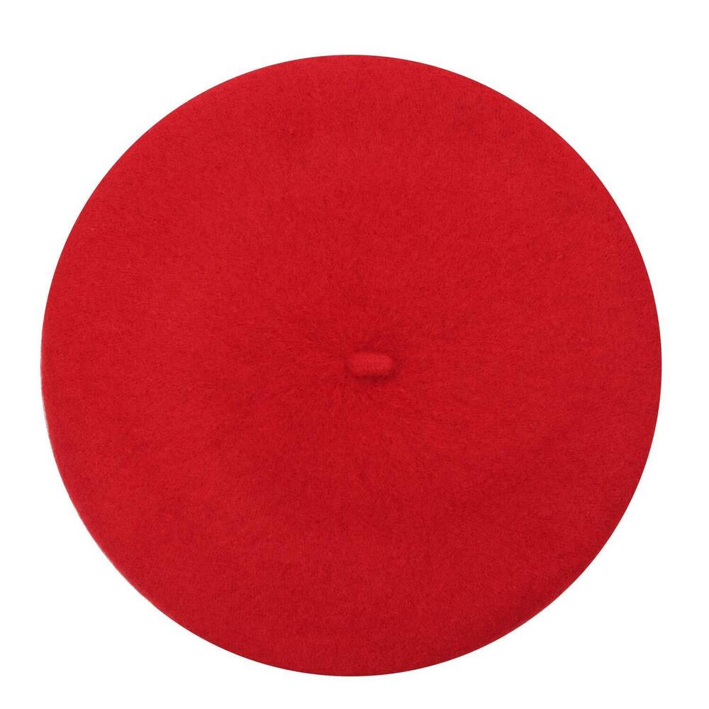 8163 Women Wool Beret Hat French Style Solid Color (red)